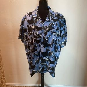 Via Riapatti Designs shirt size XL Blue with black horses